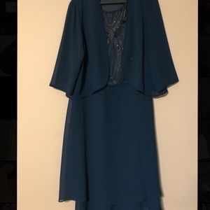 Le Bos Turquoise and Sequin Dress suit